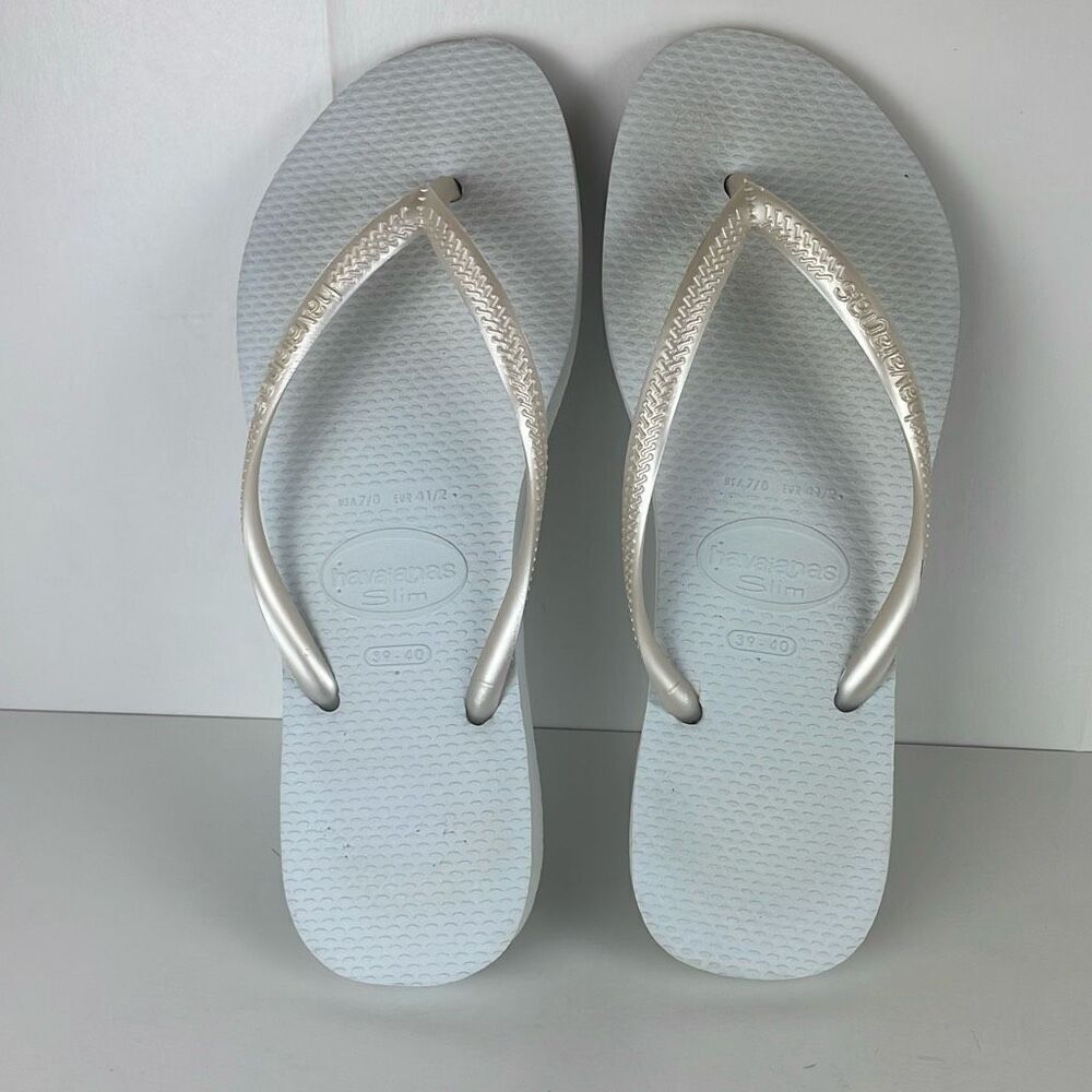 Havaianas Slim Flip Flop Sandals Pearl White 7/8 - Picture 2 of 7